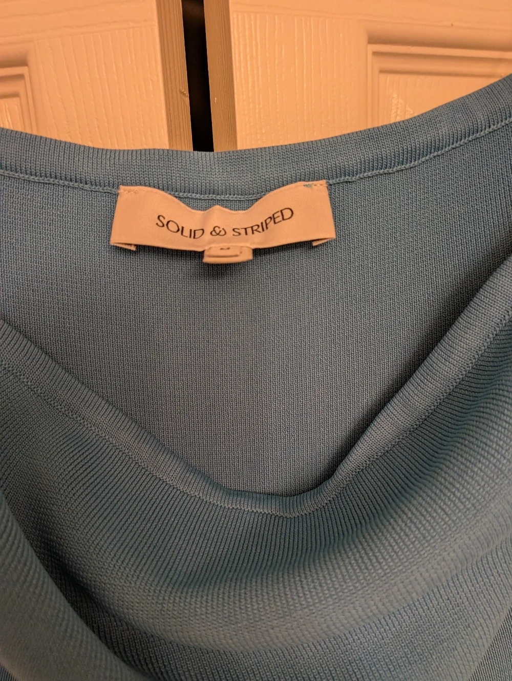 Solid And Striped Strapless Two-Tone Blue Maxi Dress - Picture 4 of 4